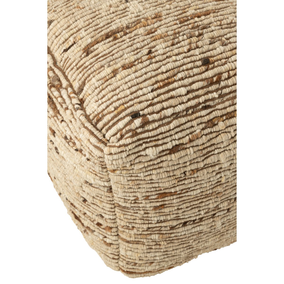 Pouf J-Line Tissé - laine - écru/marron