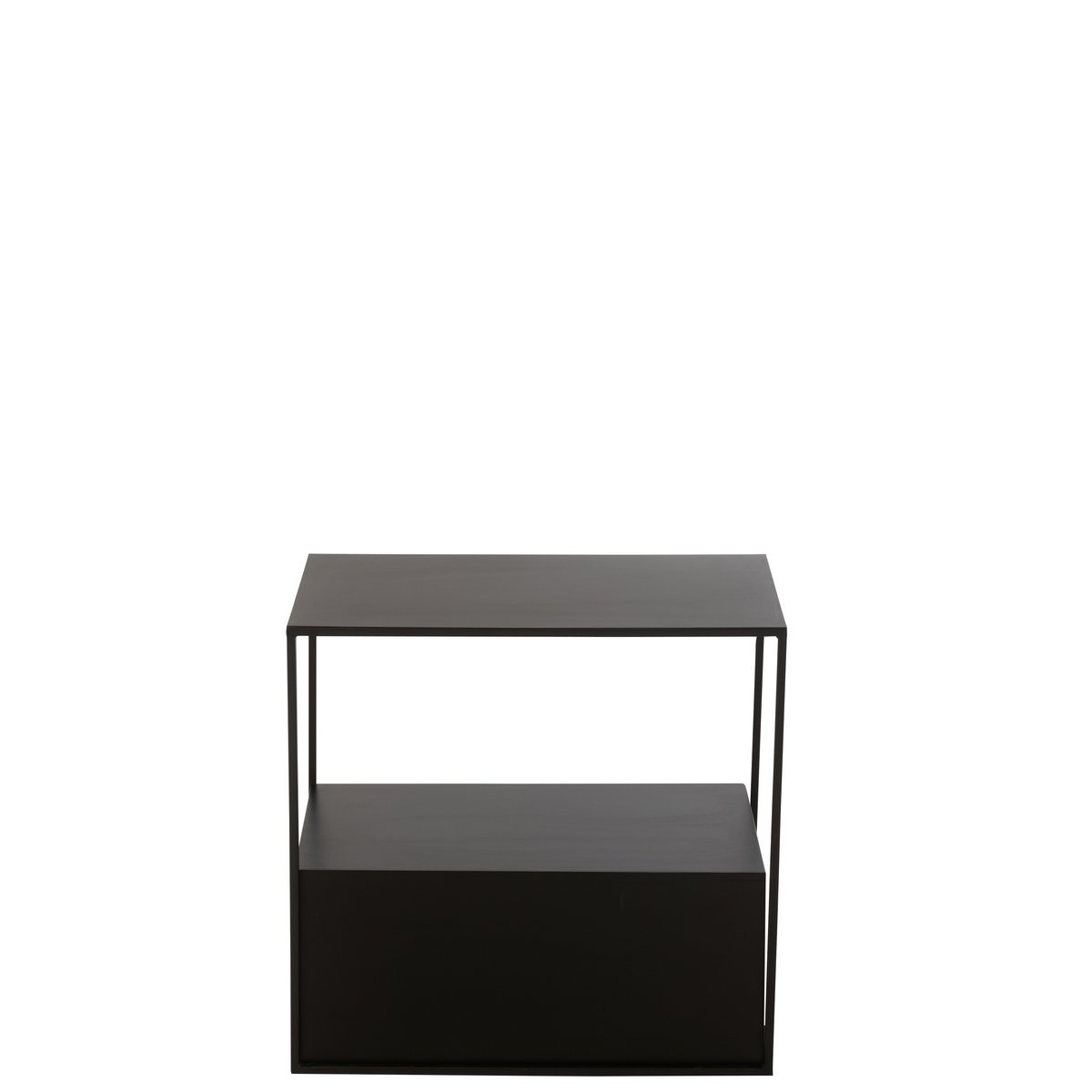 Table d'appoint J-Line rectangulaire en métal noir vue de face