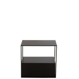Table d'appoint J-Line rectangulaire en métal noir vue de face