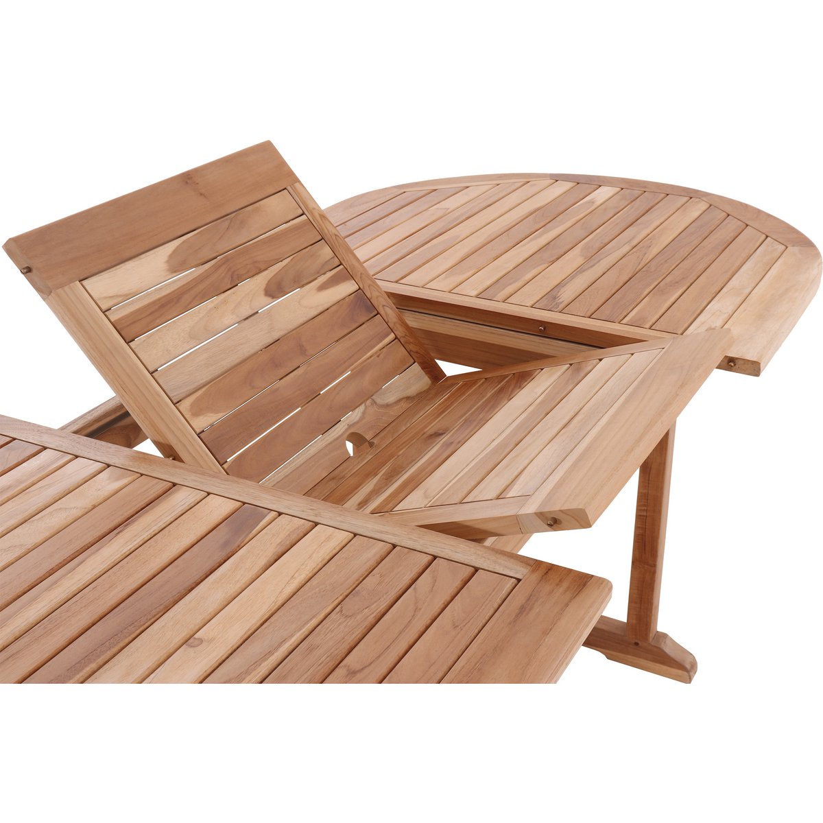 Détail du bois de teck de la table de jardin