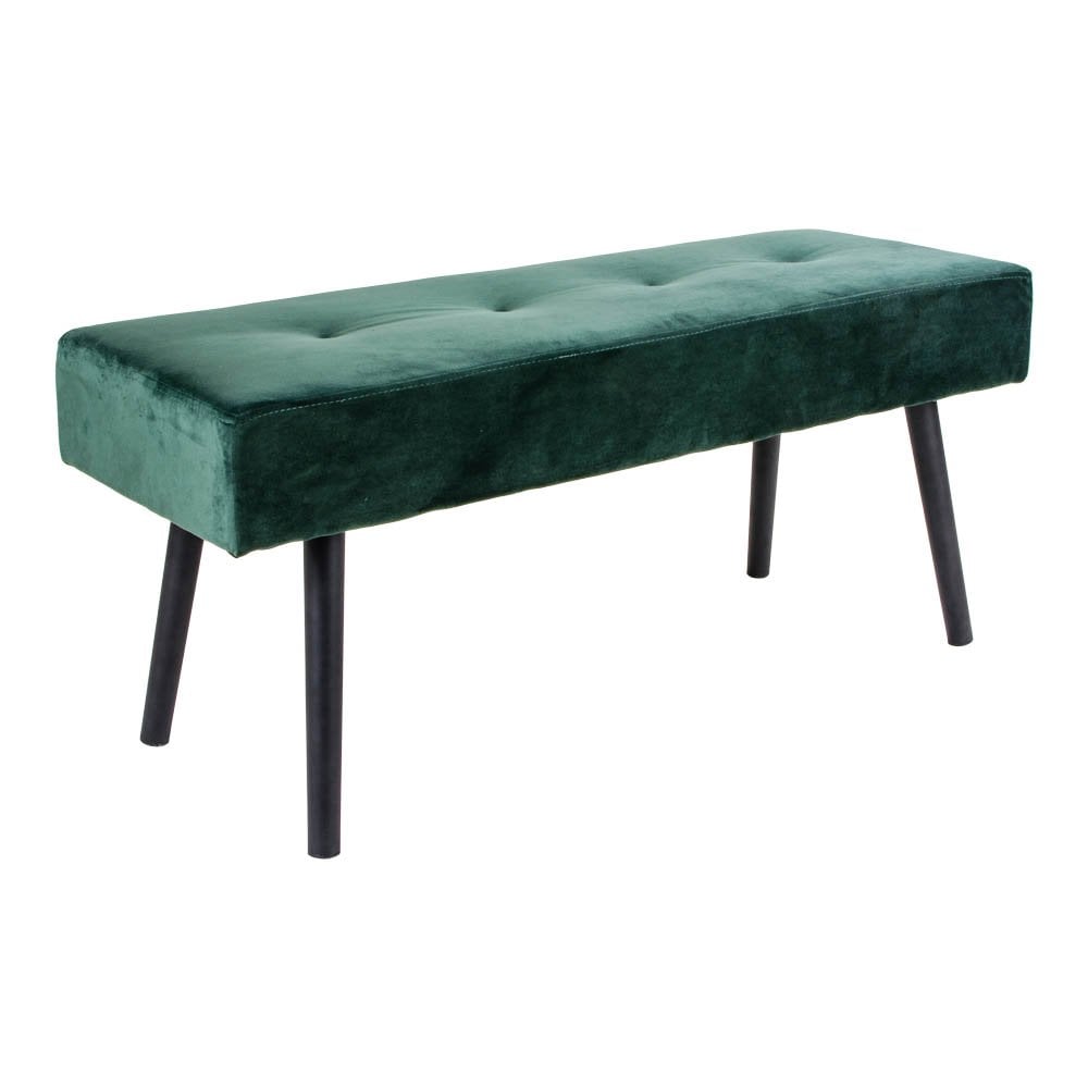 Banc Skiby en velours vert dans un salon moderne