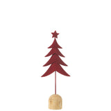 Sapin de Noël J-Line en métal et bois rouge sur pied, élégant et festif