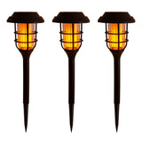 3 Set LED extérieur terre Spit de 34 cm de haut, brochette en plastique noir avec LED intégrée, lumière solaire pour l'extérieur