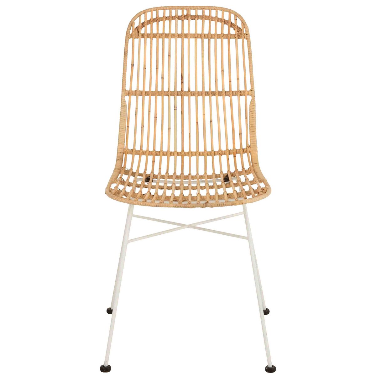 Chaise Ema Rattan J-Line en profil, montrant la structure en métal