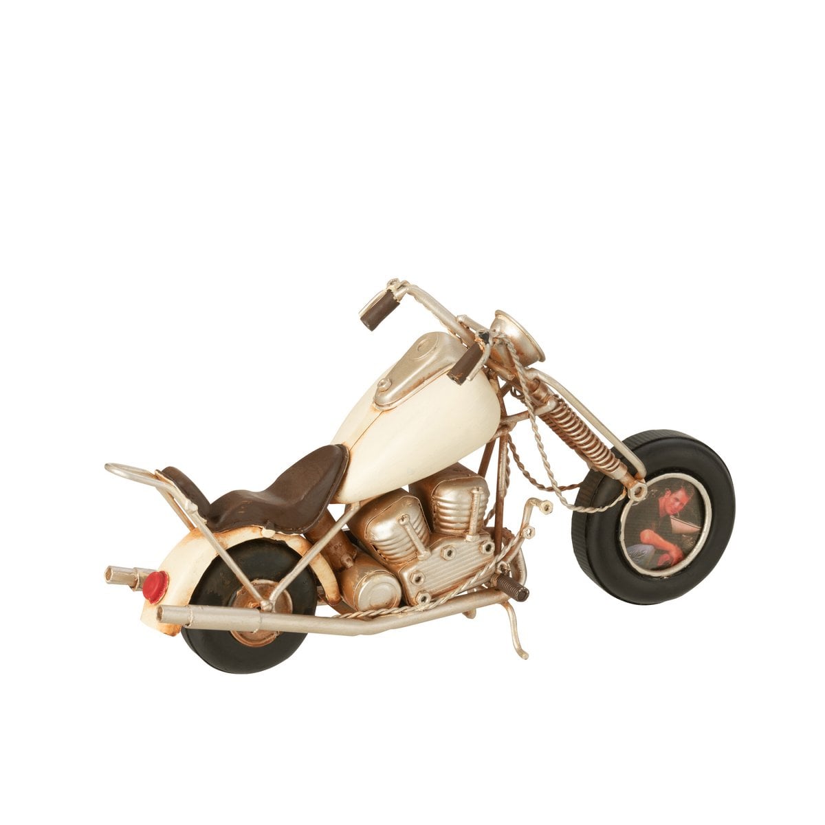 Décoration Moto Antique J-Line en métal blanc - vue 1