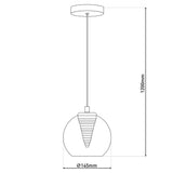 La lampe suspendue à LED "Vaso", lampe à pentence en métal et en verre en anthracite, avec des LED fermement construites, lampe suspendue pour la salle à manger et le salon avec un Øvon 14,5 cm.