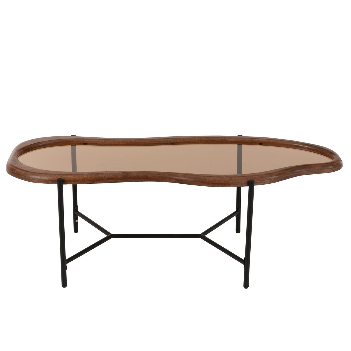 Table basse J-Line Zig en verre, vue de face
