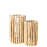 Lanterne J-Line en bois naturel, vue latérale mettant en valeur sa taille