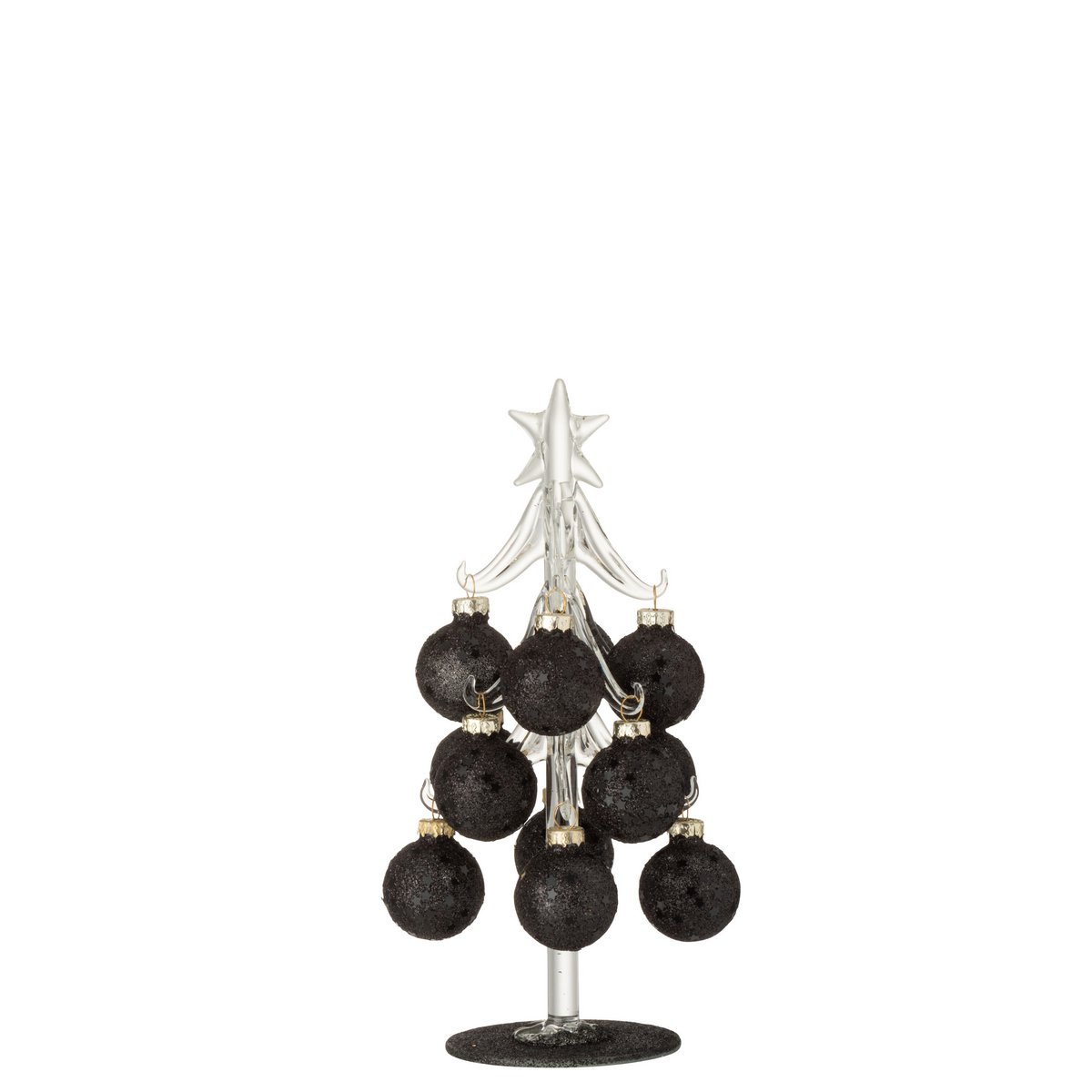 Détail du sapin de Noël en verre noir J-Line, boules et finition