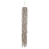 La lampe pendentielle "noix de coco" 180 cm de haut, en bois et coquilles de noix de coco, beige / marron, socket E27, éclairage pour salon, salle à manger ou jardin d'hiver.
