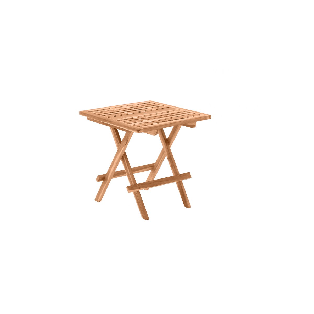 Table d'appoint en teck sur terrasse ensoleillée