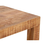 Vue de dessus de la table basse en bois de manguier avec grain naturel