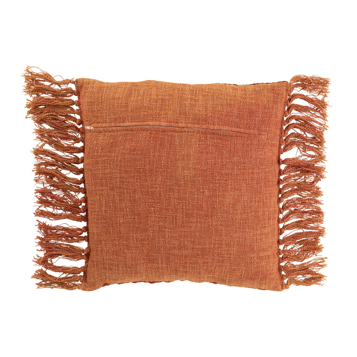 Vue rapprochée du coussin J-Line en viscose et coton, mettant en avant sa texture brillante.