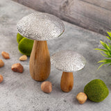 Déco Figures 2 Set Champignons H20 / 12x13 / 9cm Affichage Masterbox 12x Wood de mangue en 2 parties