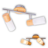 2 Mur Wall Plafond Spot "Todtnau", métal, bois et plastique, E14, 39 cm de long