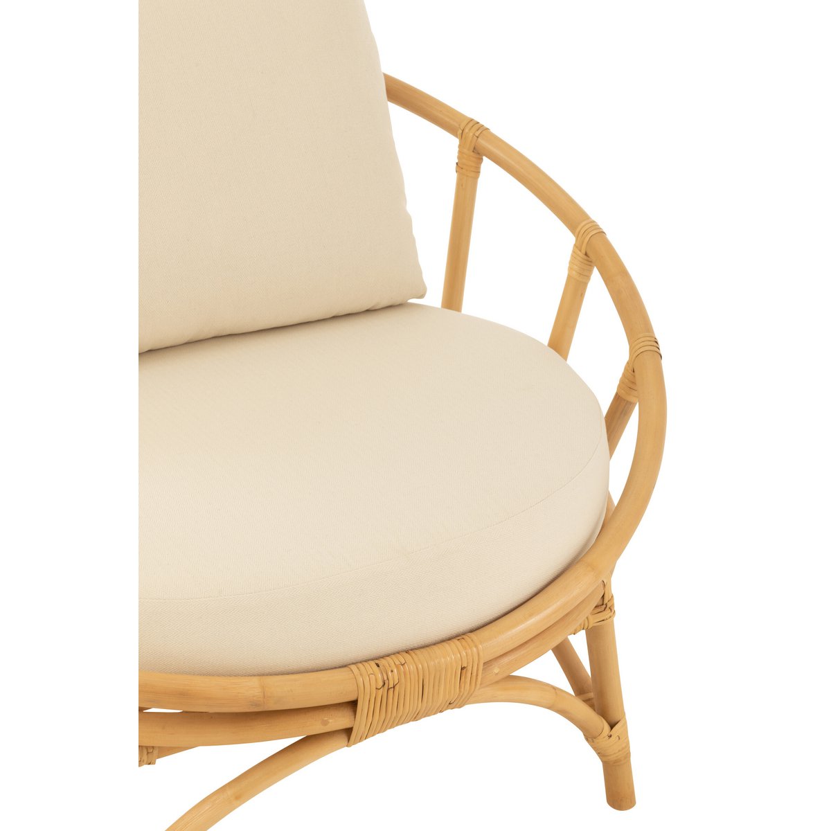 Vue latérale de la chaise J-Line en rotin