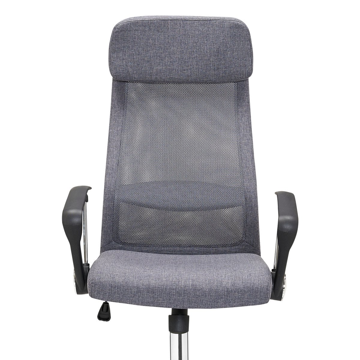 Détail du rembourrage ergonomique de la chaise grise