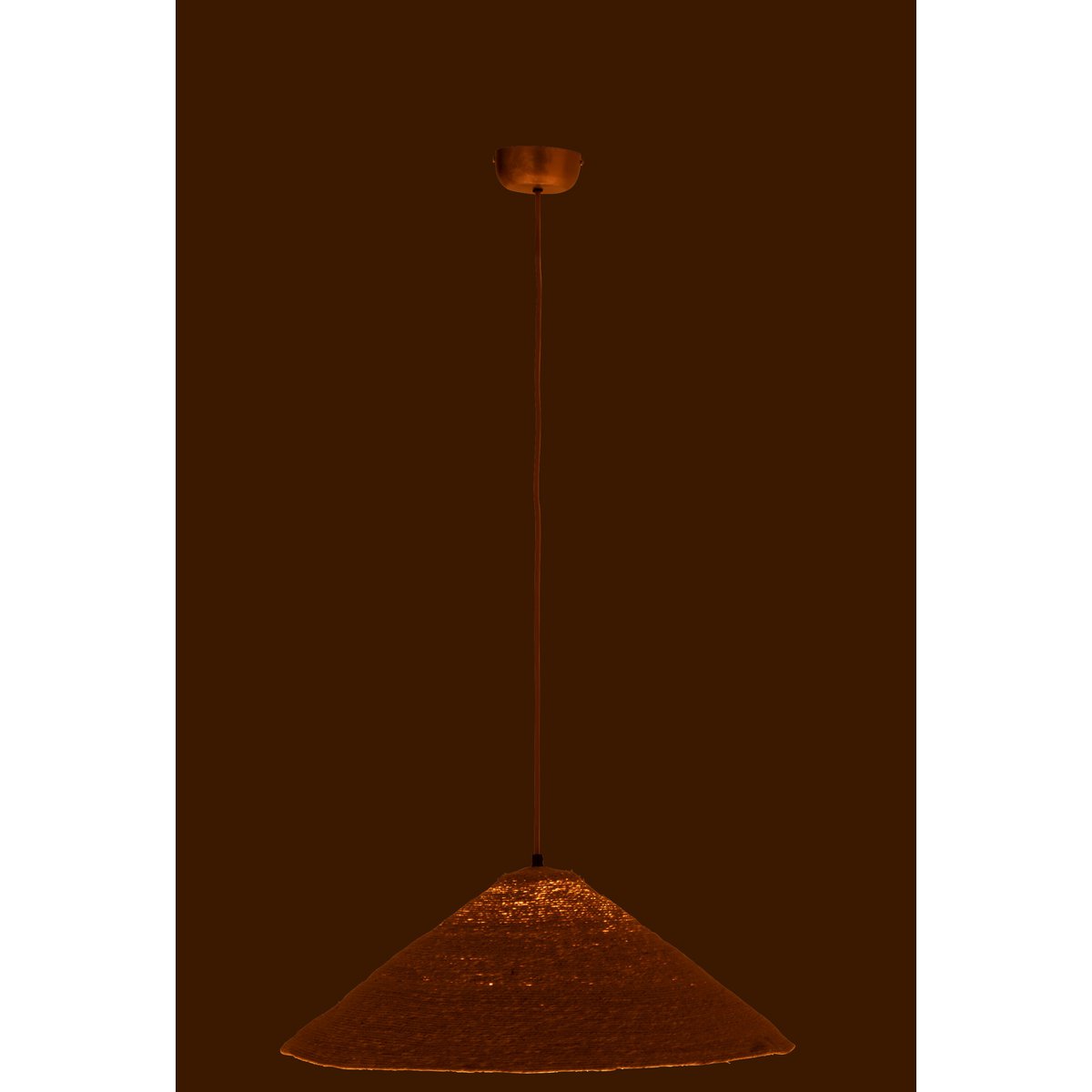 Détail de la texture en jute de la lampe Hat Moonj