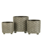 Pot de fleurs J-Line en céramique gris-bleu, vue de face