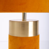 Lampe de table "Bordo" 32 cm de haut en métal et en velours en or et brun, avec version E14, lampe pour salle à manger, salon, couloir ou bureau