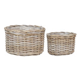 Lot de 2 paniers Kalak en rotin naturel, style bohème et rustique