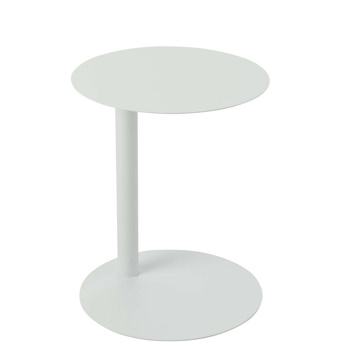 Table d'appoint J-Line ronde en métal blanc, vue de face