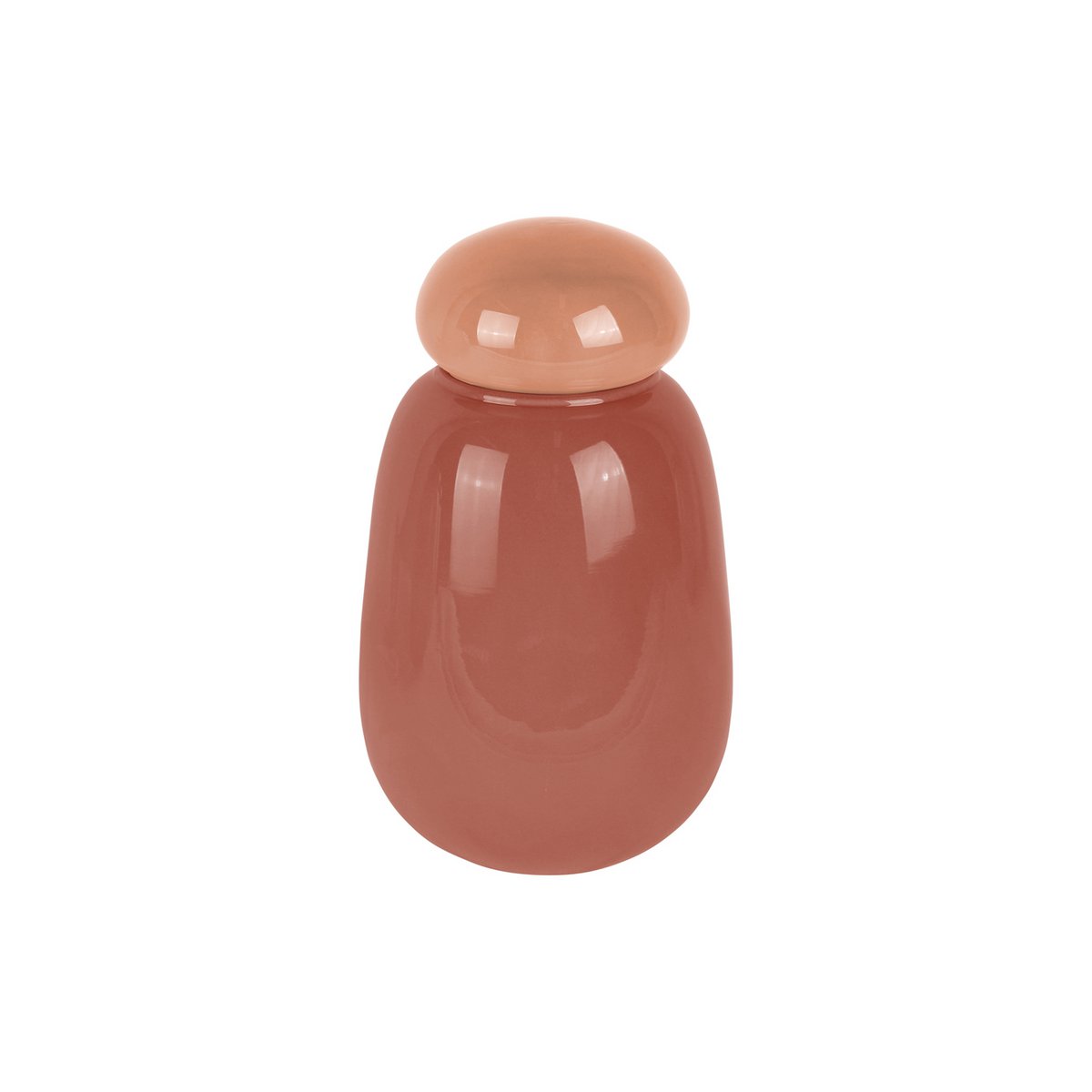 Vase Nouveau Dulce en verre rose avec capuchon élégant, vue de face