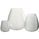 Vase J-Line en verre transparent, large diamètre de 25,5 cm.