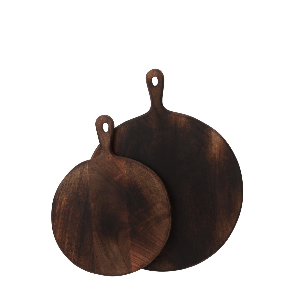 Planche à découper ronde J-Line en bois marron foncé vue de dessus
