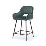 Tabouret de bar katy noir - Velour de tissu vert