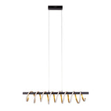 Le pendentif LED "Belleza", le pendentif en métal moderne et le plastique noir, l'or et le blanc, avec des LED fermement construites, 100 cm de long. L'éclairage idéal pour le salon, la salle à manger ou la cuisine.