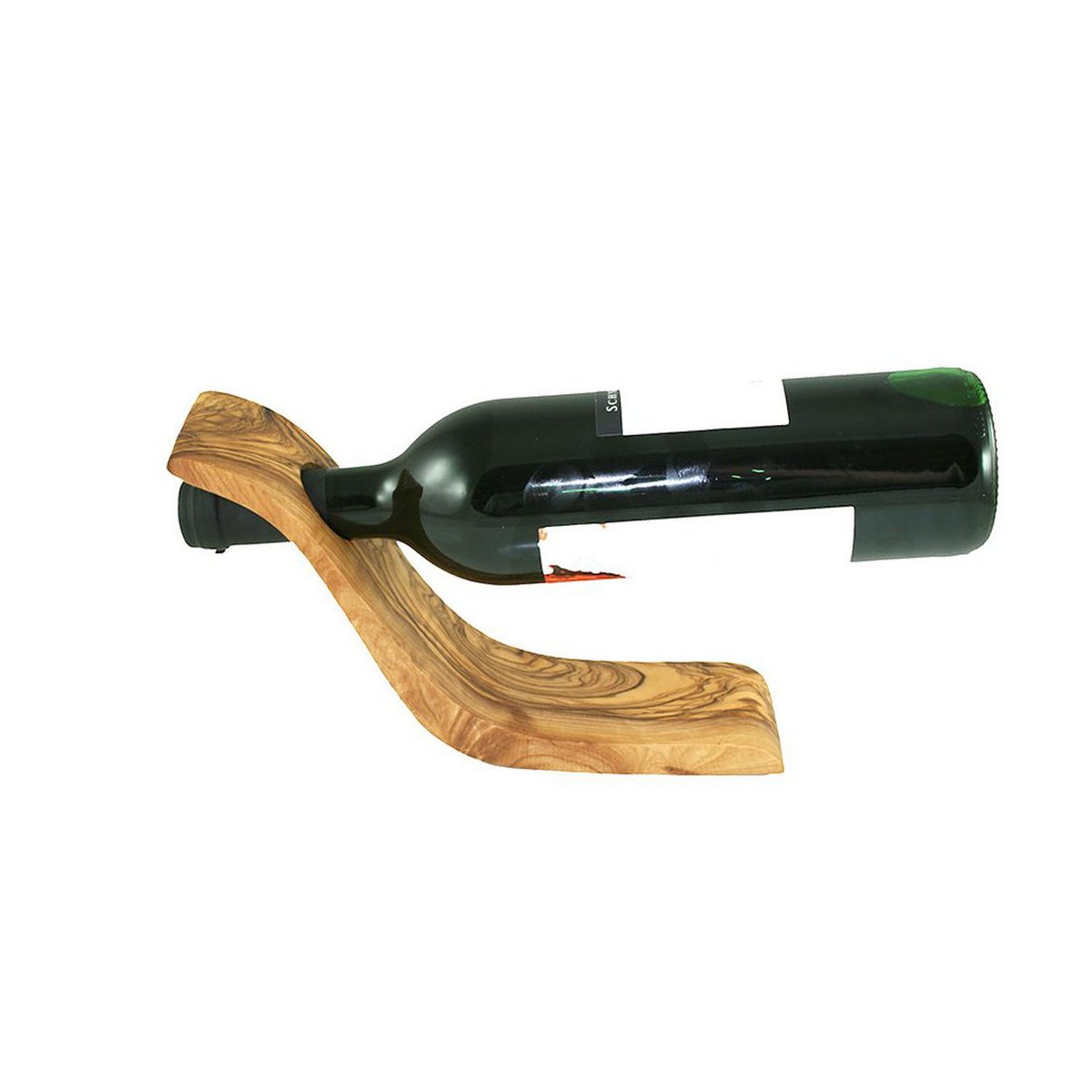 Porte-bouteille WAVE en bois d'olivier, vue de face