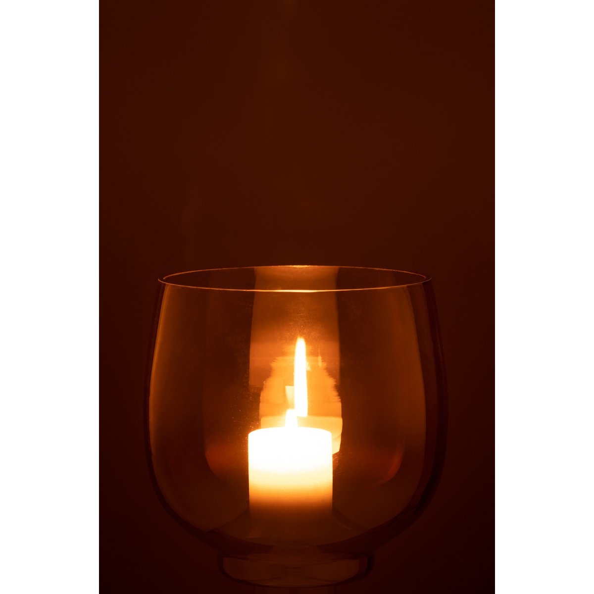Détail de la lanterne J-Line, verre transparent et finition argentée