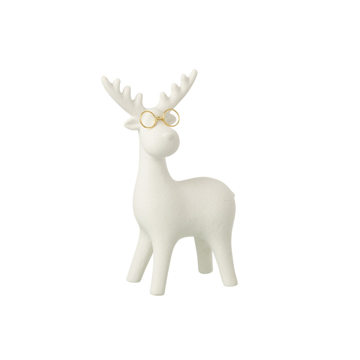 Figurine Renne J-Line en porcelaine blanche et dorée - vue latérale