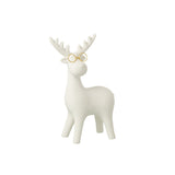 Figurine Renne J-Line en porcelaine blanche et dorée - vue latérale