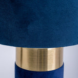 Lampe de table "Bordo" 32 cm de haut en métal et en velours en or et bleu, avec version E14, lampe pour salle à manger, salon, couloir ou bureau