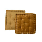 Coussin boîte en velours Donna moutarde 45x45x10