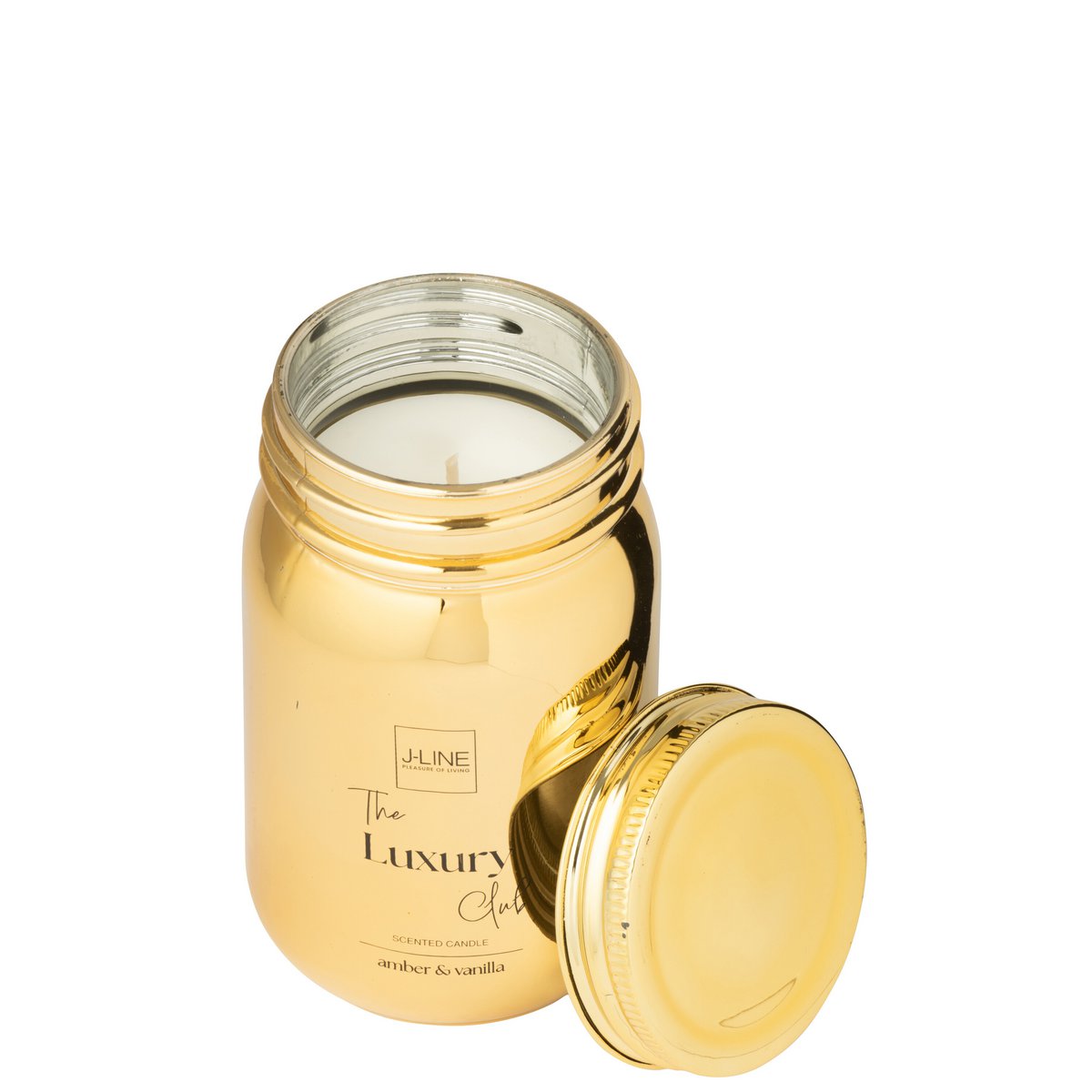Bougie parfumée J-Line avec pot de rangement doré, décor chic