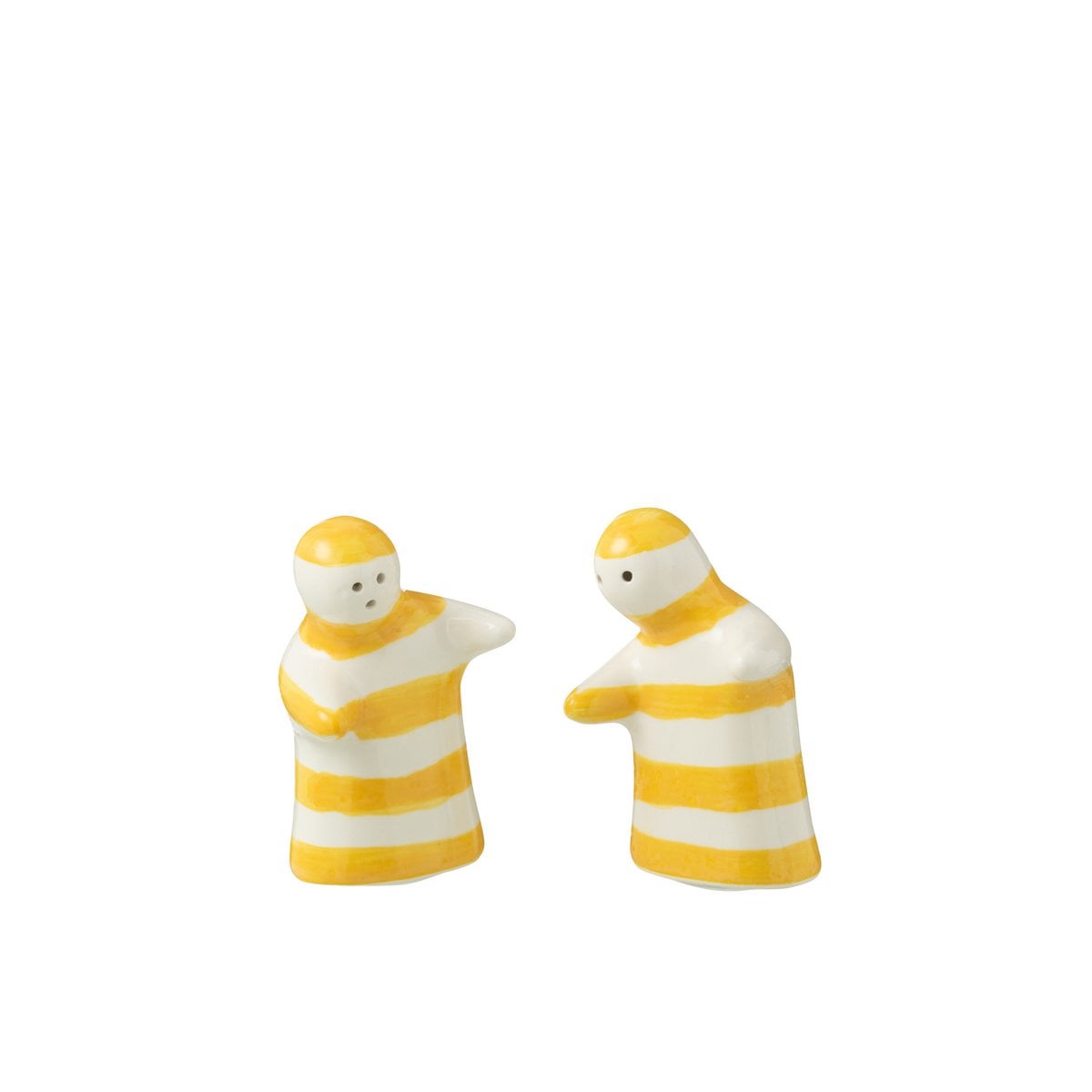 Duo de salière et poivrière J-Line Grenade Stripes, détails de la céramique