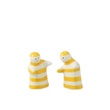 Duo de salière et poivrière J-Line Grenade Stripes, détails de la céramique