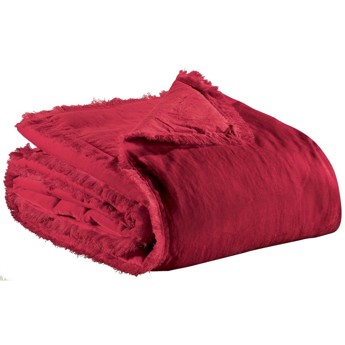 Édredon Fara Rubis avec finition à franges, couleur rubis