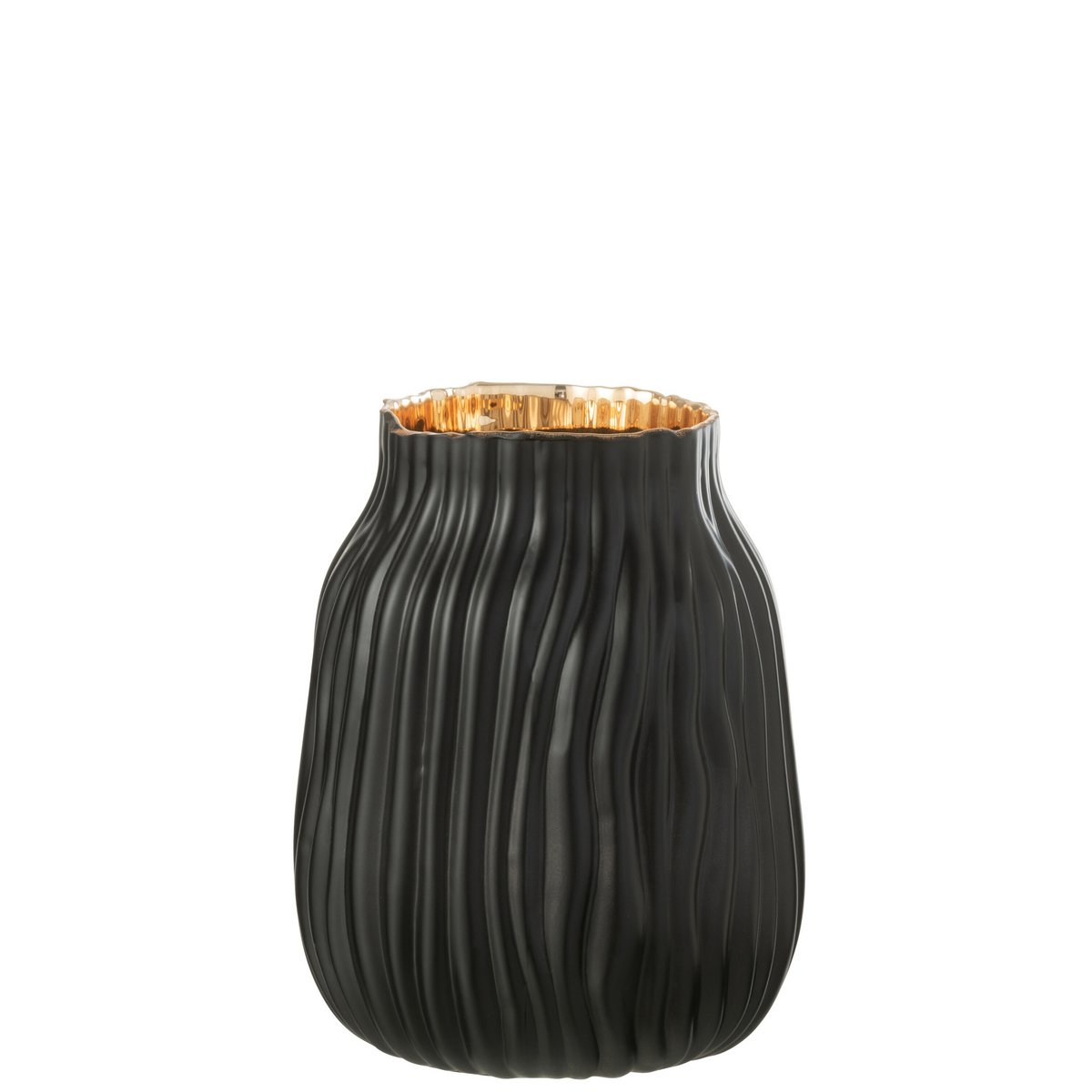 Vase J-Line noir et or, ambiance moderne dans un salon