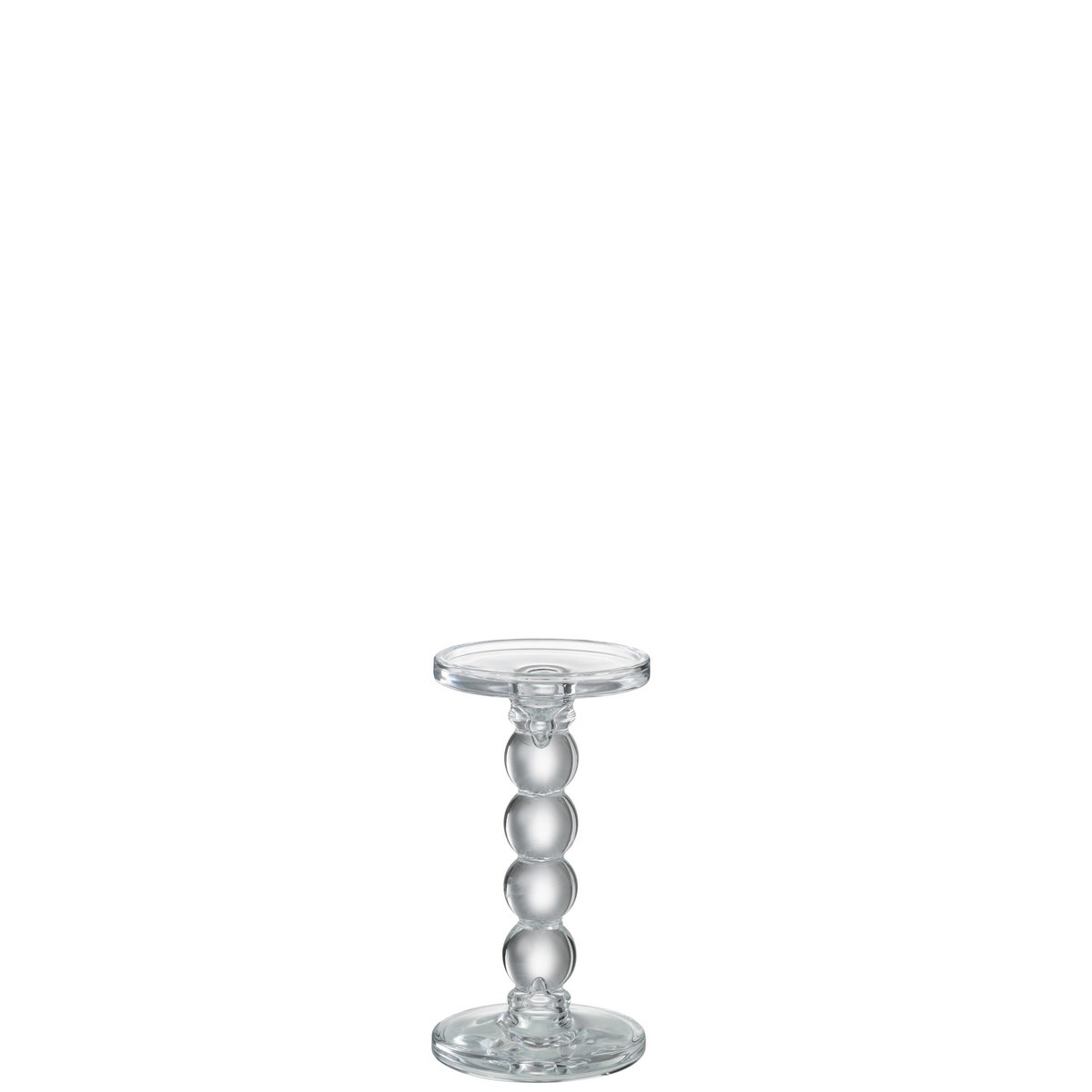 Bougeoir J-Line Drops en verre transparent, vue de face