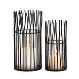 Candle Holder Set en 2 parties Porte-toile de vent Luver Lument Loft Black ou Silver Candlestick Lanterns