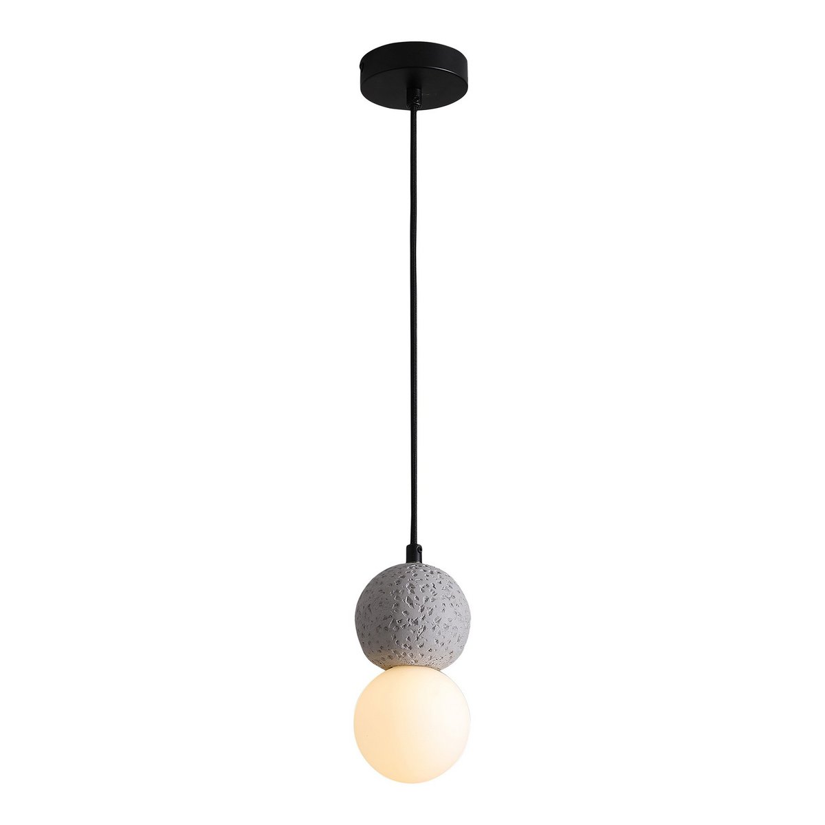 Suspension Leeds grise en verre et ciment, vue de face