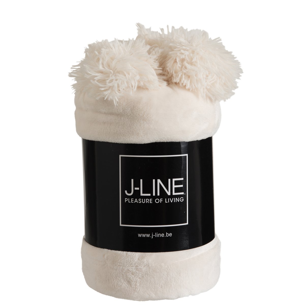 Plaid Pompon crème en situation dans un salon