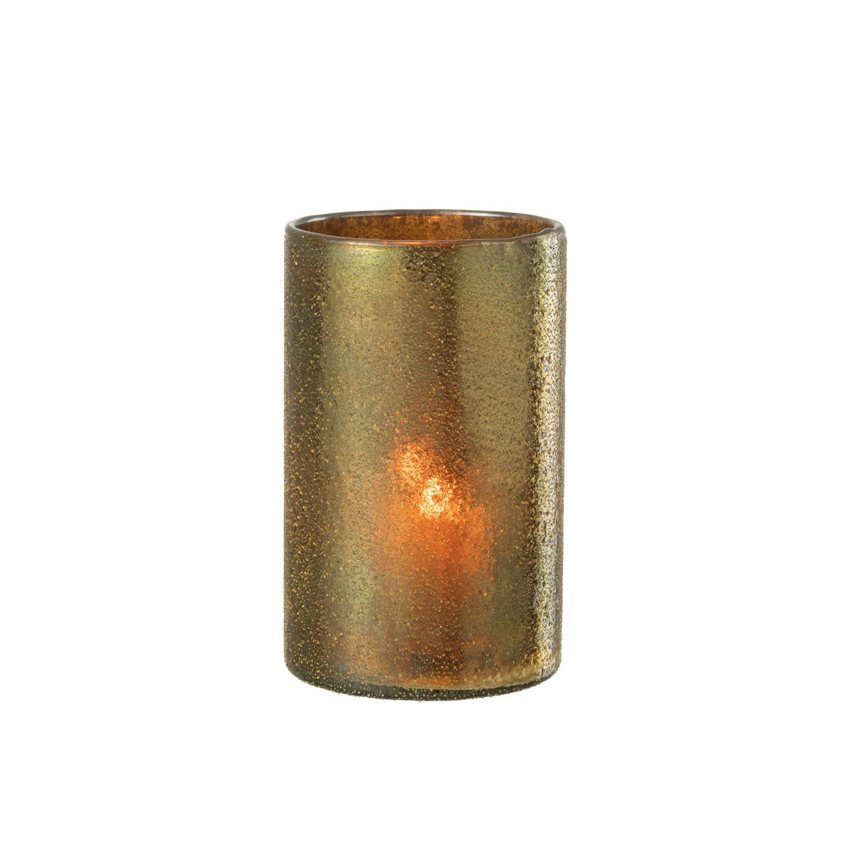 Photophore J-Line en verre doré, vue latérale montrant la finition dorée