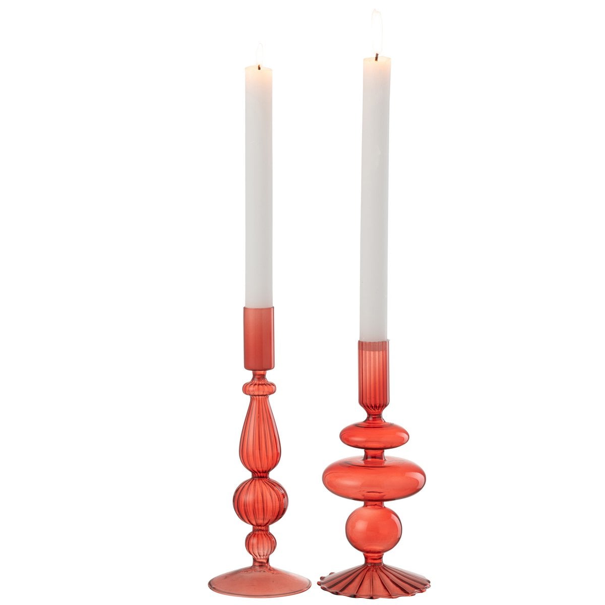 Bougeoir Ampoules Mix en verre rouge, design vintage élégant