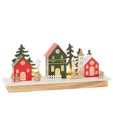 J-Line Deco Winter LED Village Mélange de Bois