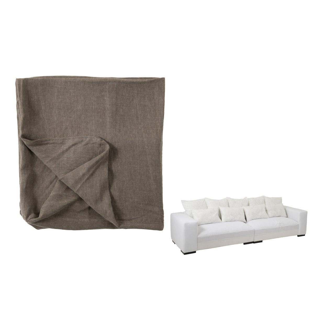 Housse Monaco Lin XL Taupe avec coussins, vue d'ensemble